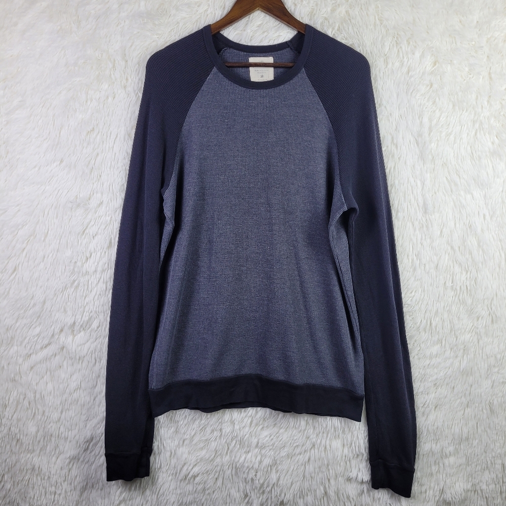 Splendid Mills Mens L Long Sleeve Thermal Waffle Knit T-Shirt Classic Colorblock